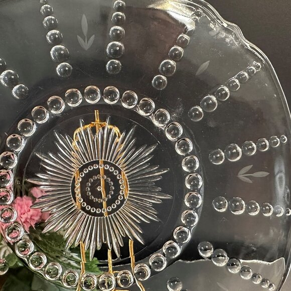 Federal Glass Columbia Clear Depression‎ Glass Platter Sunburst Etched Art Deco - Picture 3 of 5